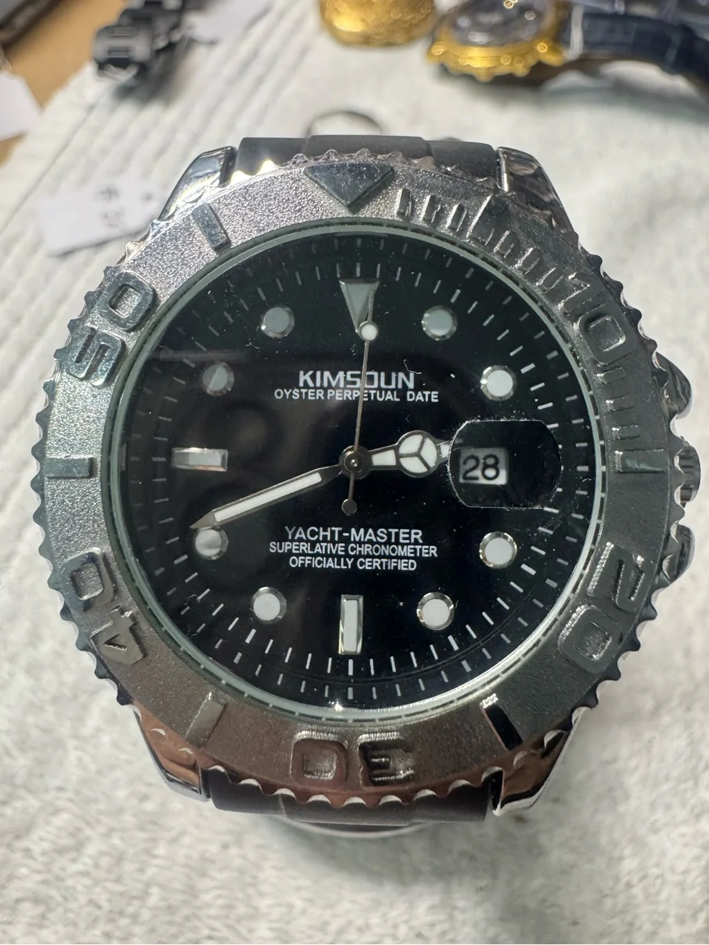 Kimsdun Yacht-Master Men's Black and Silver Watch